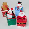 Rgp Treat Box With Diecut Santa, Penguin Snowman Ginger Ribbon Handle, 24PK G91351